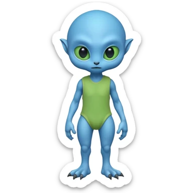 full body cute humanoid peacefull alien furry with 2 legs and eye stalks stands upright and looks intelligent ...wears clothing. not green..looks happy and cudly sticker
