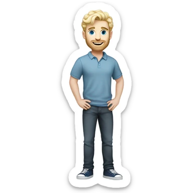 full body standing light curl blonde 30yo man blue eyed pale skin sticker