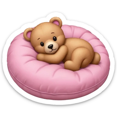 Pink teddy bear sleeping on a pillow  sticker