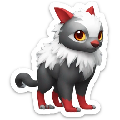 Cute cool black red white grey animal hybrid Fakemon full body sticker