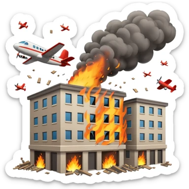 Plane crash into building sticker