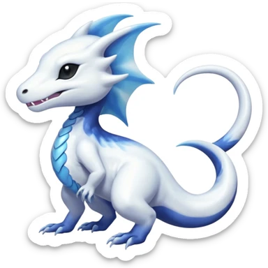 White albino shiny glossy smooth soft silky iridescent Salandit-Absol-Shinx-fusion-hybrid, full body sticker