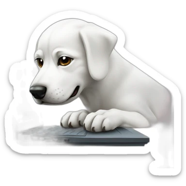 developer white dog infort of computer sticker