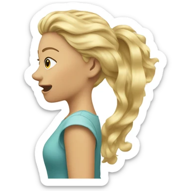 Blonde girl flipping her hair back over her shoulder  sticker