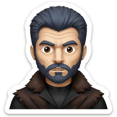 The Wolf Man from Universal Monsters with dark brown fur, black silk outfit, tan skin  sticker