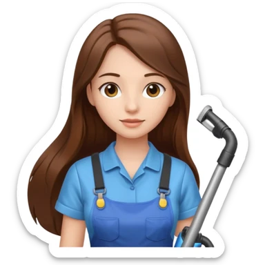 beautiful girl with long brown hair cleaning and vacuuming sticker