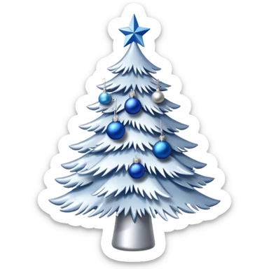 White christmas tree withe blue and silver decoration sticker