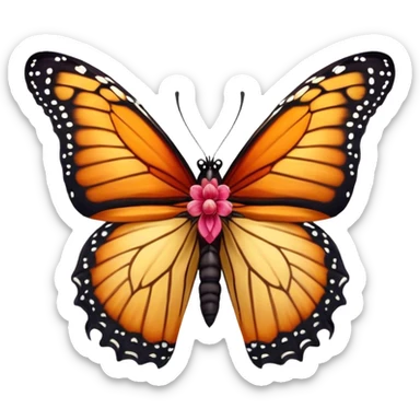 Cinematic Realistic Cute Yawning monarch Butterfly Portrait Emoji, Head tilted slightly with a dramatic, wide-open yawn, showcasing soft, downy ruby wings with gentle droop and half-closed, drowsy eyes rendered in exquisite natural detail, high shine, relaxed yet expressive, styled with a dash of delicate floral charm, soft glowing outline, capturing the essence of a sleepy yet affectionate red butterfly that appears ready to rest its vibrant wings in quiet slumber! sticker