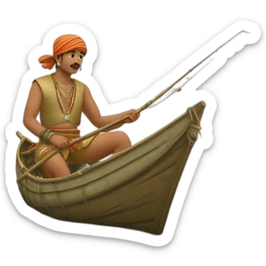 Person in traditional fishing outfit Indian￼ sticker