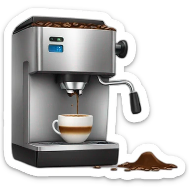 Broken Coffee machine with spilled coffee sticker