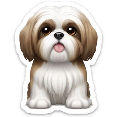 White and brown shih tzu sticker