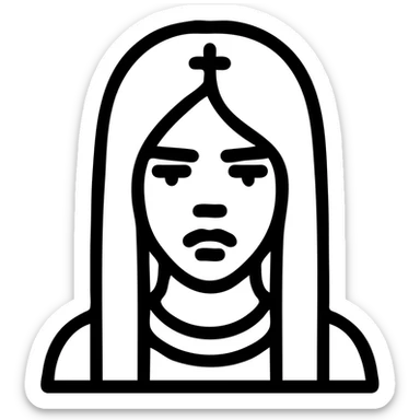 outlined icon of Billie Eilish, signature look, simple lines, recognizable features sticker