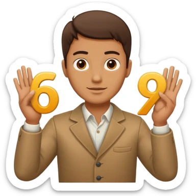 A guy holding up the numbers 6 and 7 in there hands sticker