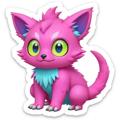 lush pastel-bright-vibrant warm-colored modern colorful neon-colored Fakémon-Digimon-Fionbri-Trico-creature sticker