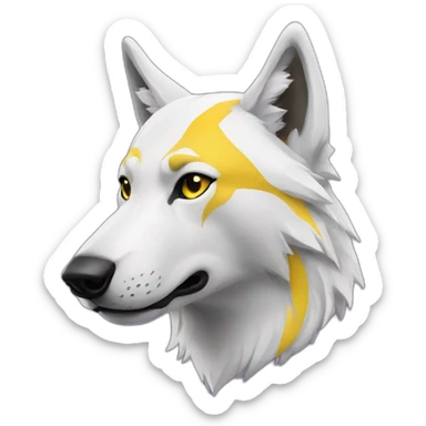 white wolf with yellow lakers jersey sticker