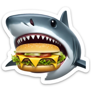 Shark eating cheeseburger  sticker
