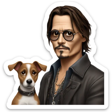 Johnny Depp with a dog sticker