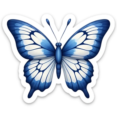 Navy blue and white tie dye butterfly  sticker