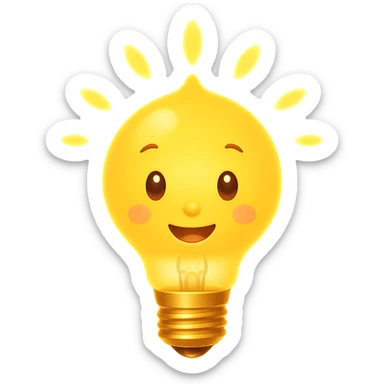 Add a glowing effect to the Bulby bulb, keep the background transparent. The style should maintain the original look with a luminous glow around the bulb. sticker