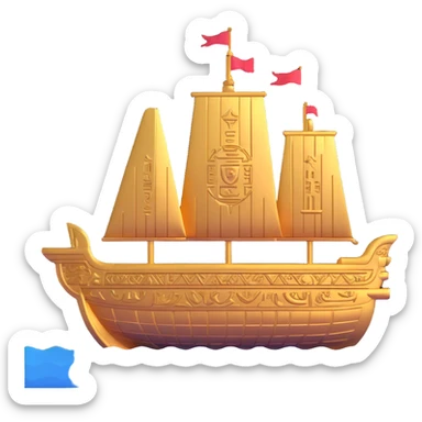ancient Anunnaki golden ship underwater with cuneiform and ornate carvings sticker