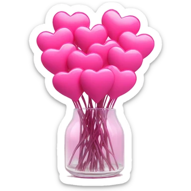 10000000 huge pink hearts on stems in a clear glass vase sticker