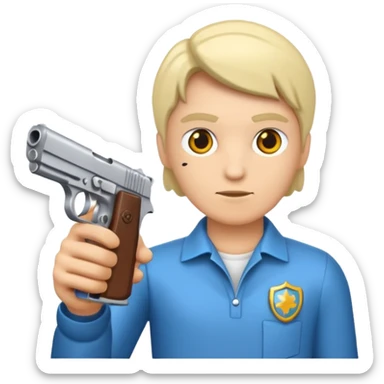 Un persona Blanco una gora de lado y una pistola sticker