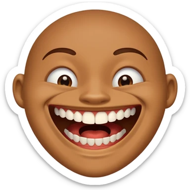 Laughing emoji and gap between the upper middle two teeth sticker