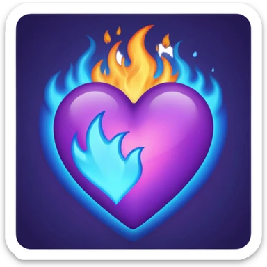 Fade from blue to purple burning heart sticker