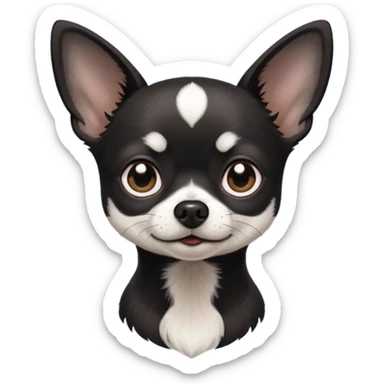 Very Dark black Chihuahua with white markings On the neck In Telegram style sticker