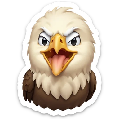 cinematic-cute-yawning-american-eagle-portrait-emoji,-head-tilted-slightly-with-a-dramatic,-wide-open-yawn,-showcasing-a-stately-form-with-gently-drooping-feathers-and-sleepy,-half-closed-eyes,-simplified-yet-irresistibly-adorable-features sticker
