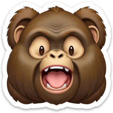 Cinematic Cute Yawning Gorilla Portrait Emoji, Head tilted slightly with a dramatic, wide-open yawn, showcasing a thick, velvety Fur with drowsy, half-closed eyes and a relaxed, open expression, Simplified yet irresistibly adorable features, highly detailed, glowing with a soft, cozy jungle glow, high shine, relaxed yet expressive, stylized with a dash of whimsical primate charm, soft glowing outline, capturing the essence of a drowsy yet affectionate guardian that appears ready to stretch out for a nap! sticker