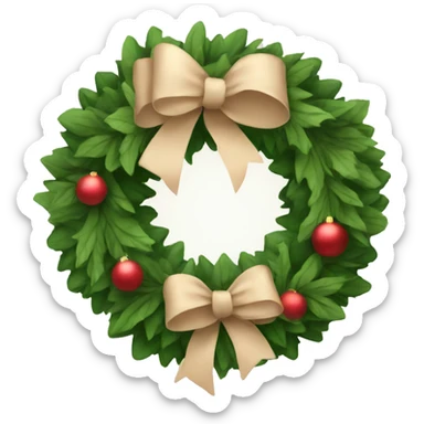 Christmas wreath with beige bows sticker