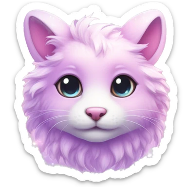 Kawaii cute gorgeous colorful sparkly bright light pastel lilac-pink-white-gradient fantasy ethereal fursona animal creature sticker