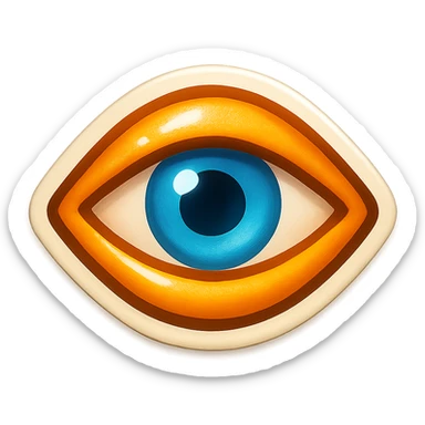 cartoon style sticker of a single eye symbol, simple and clear, no text sticker