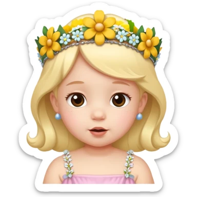 baby with flower tiara sticker