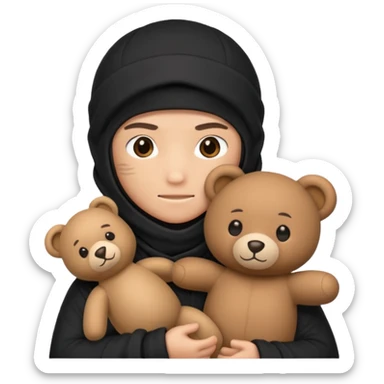 Ninja with teddy bear toy  sticker