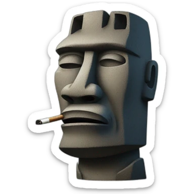a moai head smoking sticker