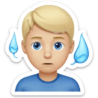 boy with an unpleasant body odor, blond and blue eyes. sticker