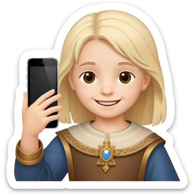 12th century european happy child take a picture with phone sticker