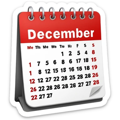 create a calendar for december 2026 , monday comes first day of the week and highlight with red 15-28 december sticker
