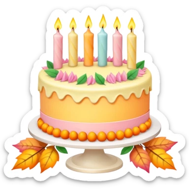 Fall themed pastel birthday cake with candles  sticker
