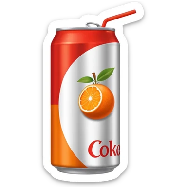 Diet Coke can style in orange with italian flag and orange fruit on the label and the can is orange with a red straw sticker