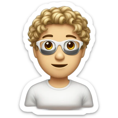 jeune homme blanc avec les cheveux frisée et des lunettes rondes sticker