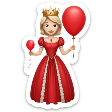 queen wearing dress, holding balloon sticker