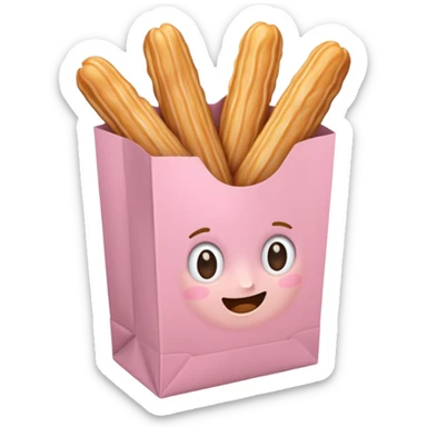 Churros in a pastel pink bag sticker