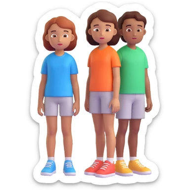 Slightly increase the volume of the upper body of the girl, separate the girl and the boy from each other, and make the skin color the same for both characters. Maintain the cartoonish 3D style. sticker