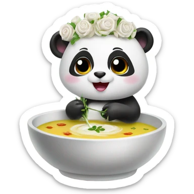 Baby panda bride marrying bowl of soup sticker