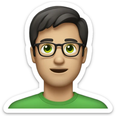 IT guy in round glasses with green eyes and dark hair sticker