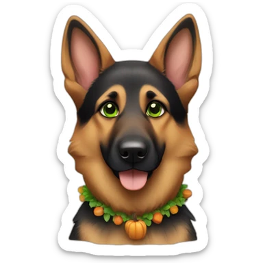 A cute german shepherd with green eyes dressed for thanksgiving sticker
