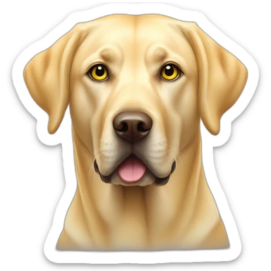 a yellow labrador with honey eyes with a tennis ball in the mouth sticker